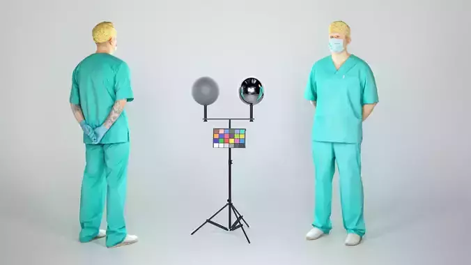 Handsome surgical doctor with a mask 48 Low-poly 3D model