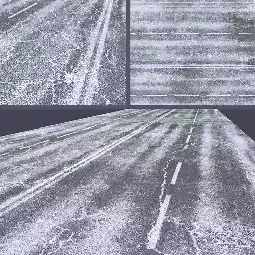 Snow covered road Low-poly 3D model