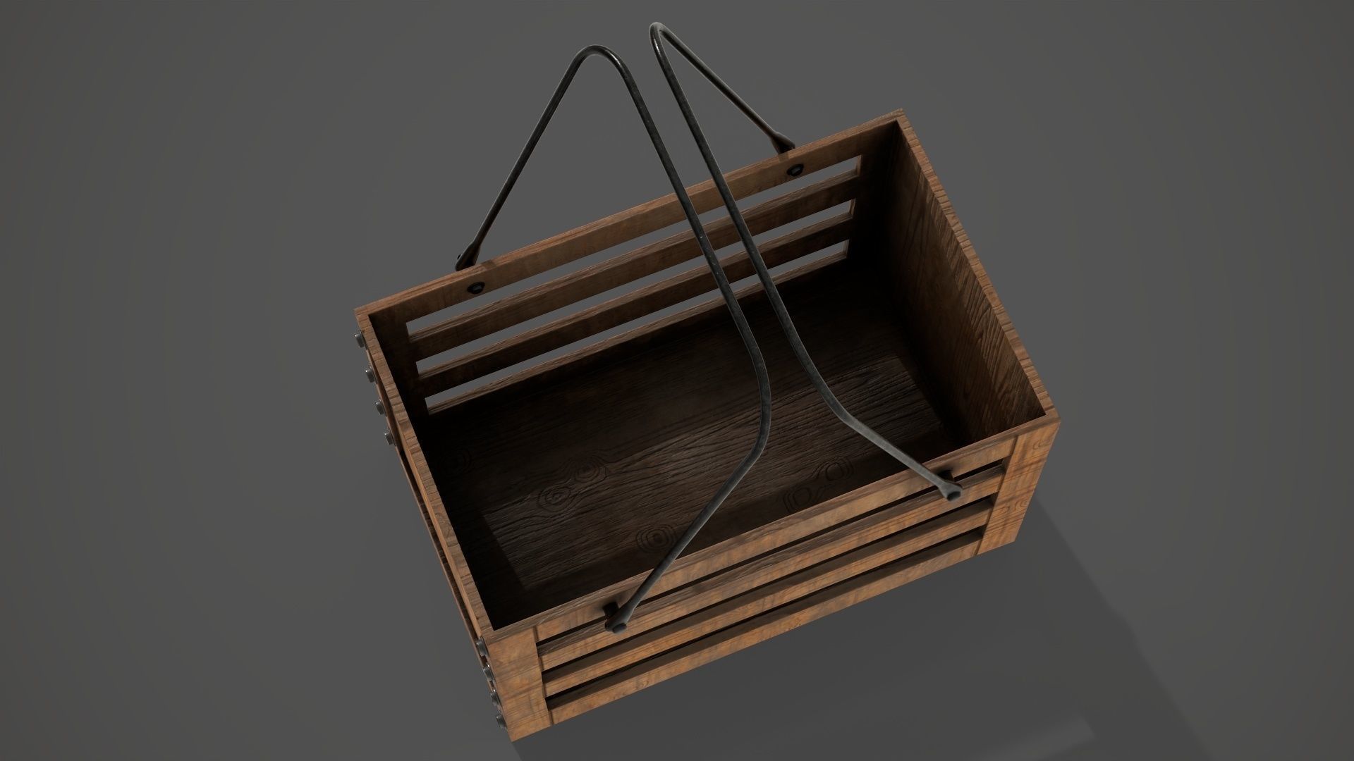 Decorative Wood Crate Low-poly 3D model_6