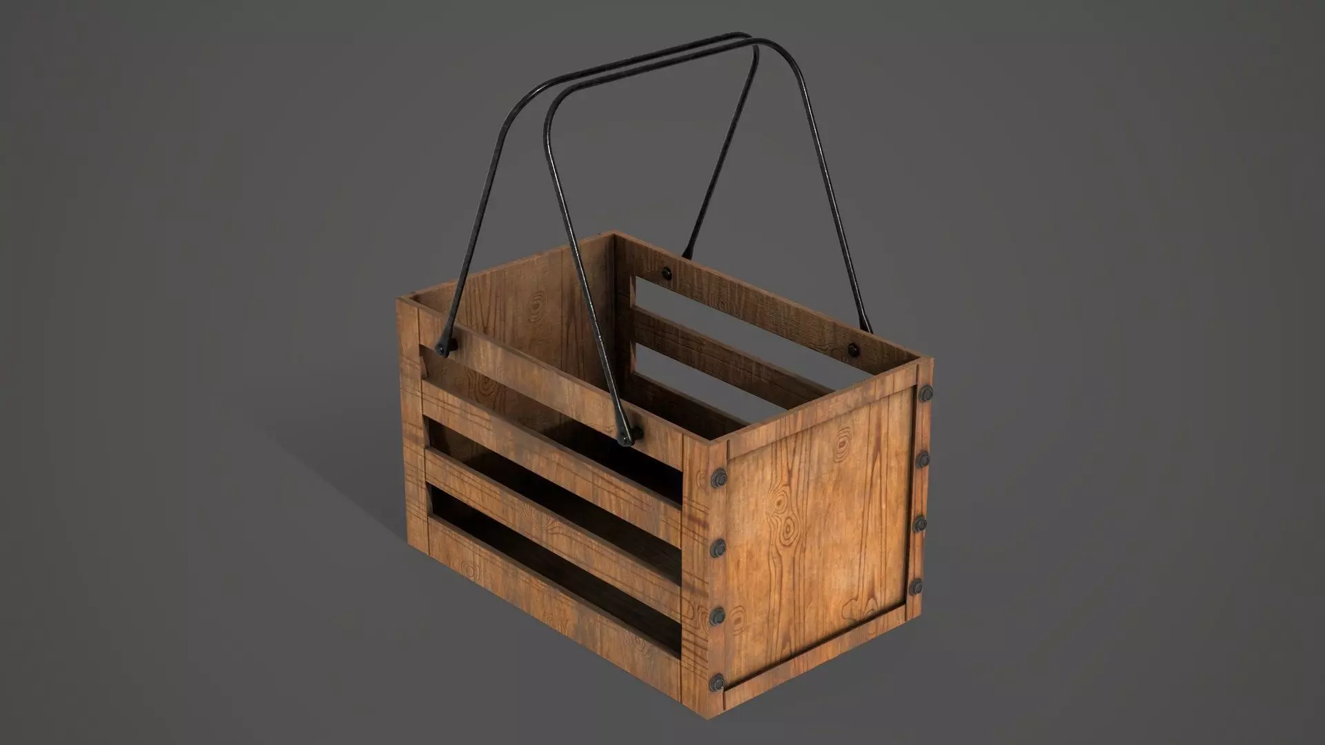 Decorative Wood Crate Low-poly 3D model_0