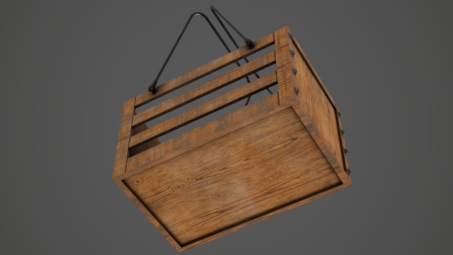 Decorative Wood Crate Low-poly 3D model_7