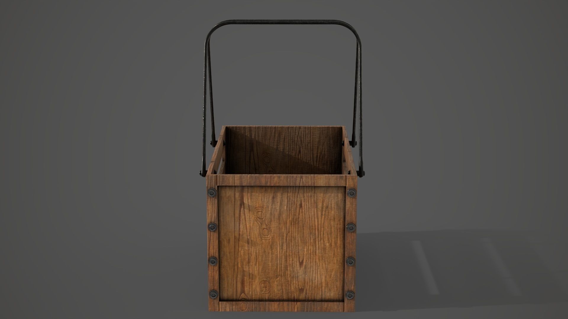 Decorative Wood Crate Low-poly 3D model_5