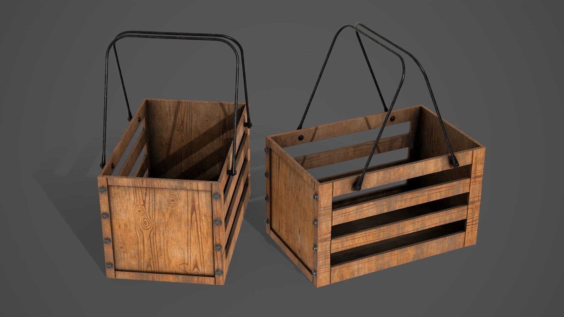 Decorative Wood Crate Low-poly 3D model_11