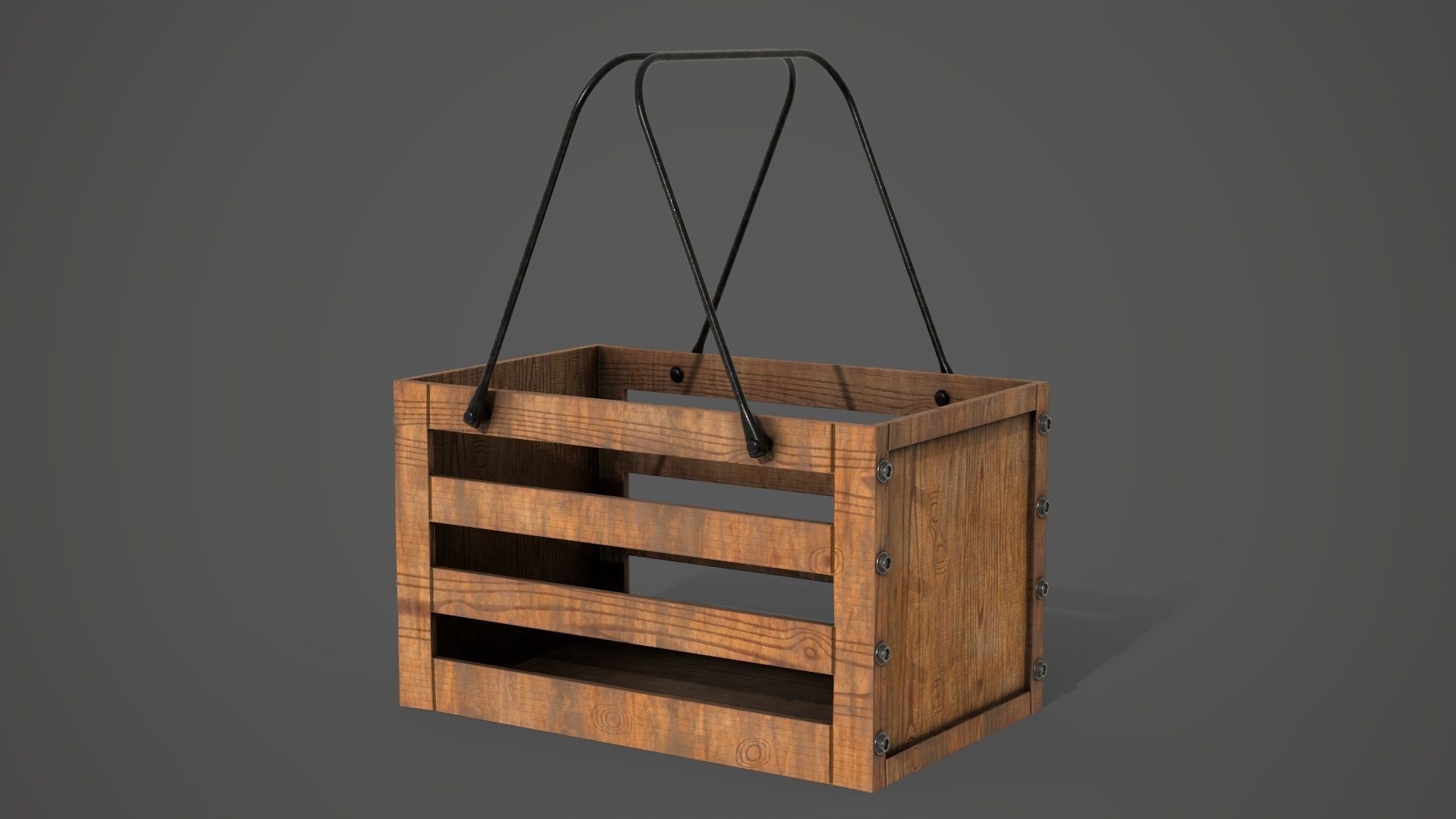 Decorative Wood Crate Low-poly 3D model_4