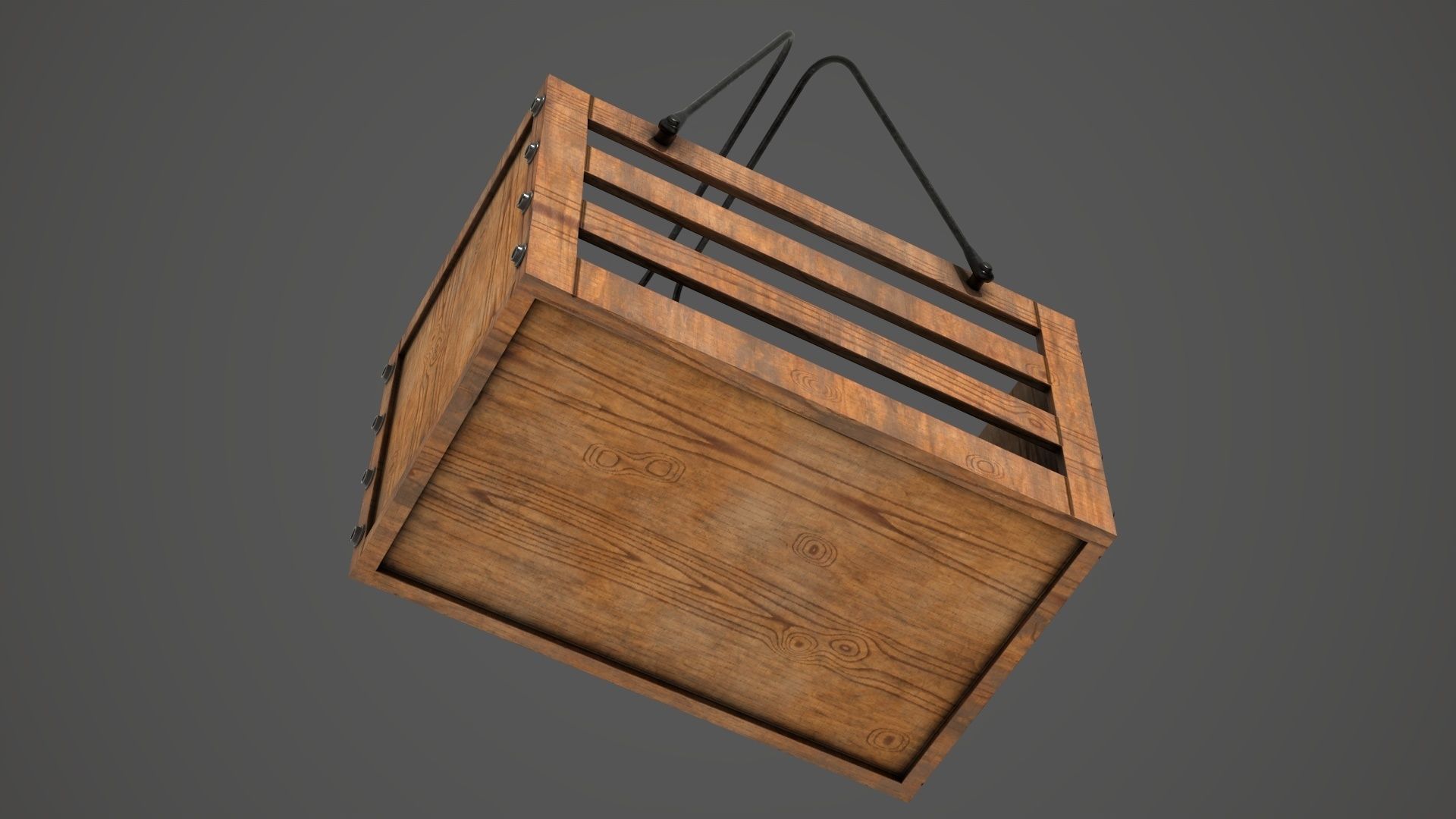 Decorative Wood Crate Low-poly 3D model_8
