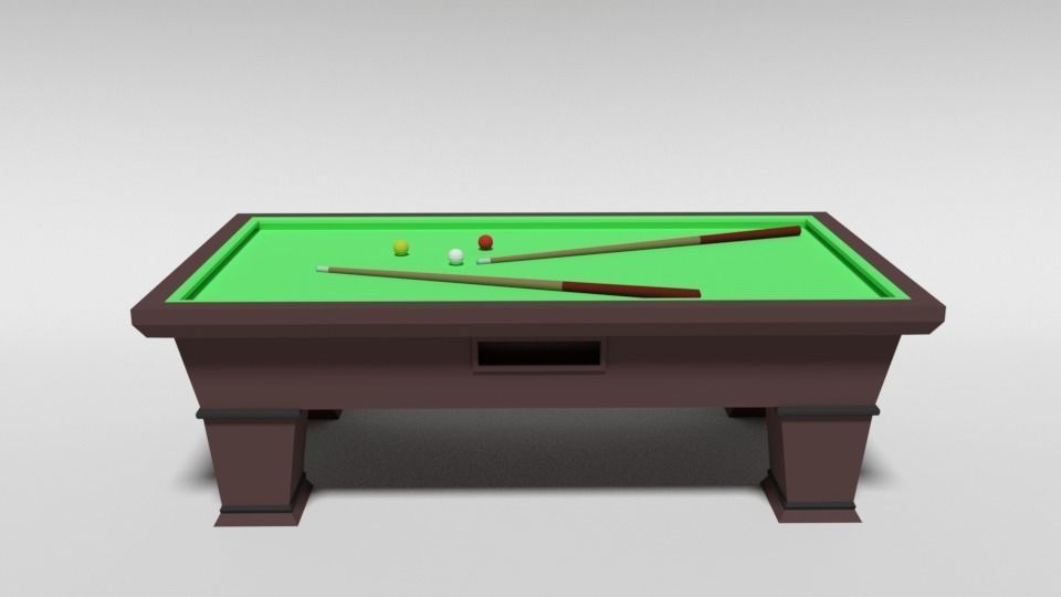 Low Poly Cartoon Carom Billiard Pool Low-poly 3D model_5