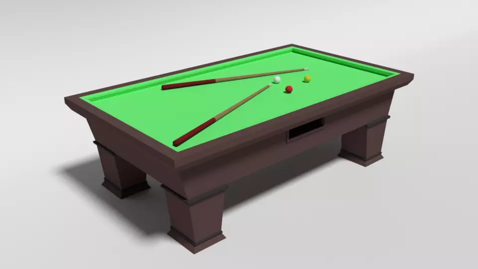 Low Poly Cartoon Carom Billiard Pool Low-poly 3D model_0