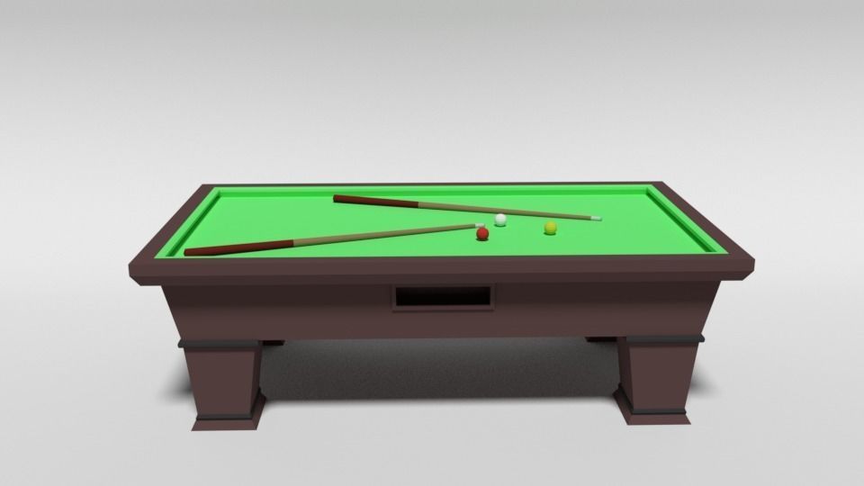 Low Poly Cartoon Carom Billiard Pool Low-poly 3D model_1