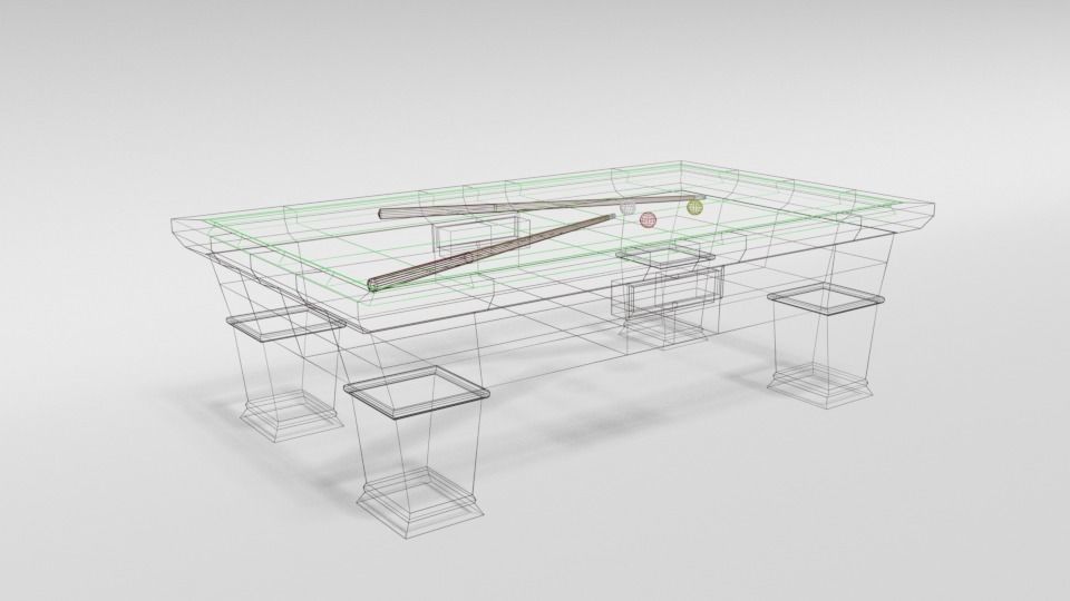 Low Poly Cartoon Carom Billiard Pool Low-poly 3D model_10