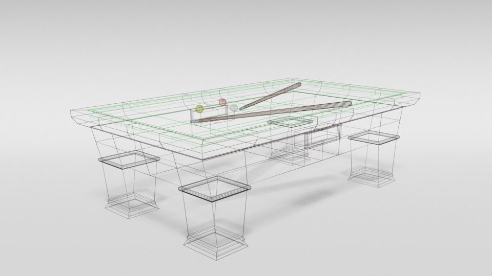 Low Poly Cartoon Carom Billiard Pool Low-poly 3D model_14