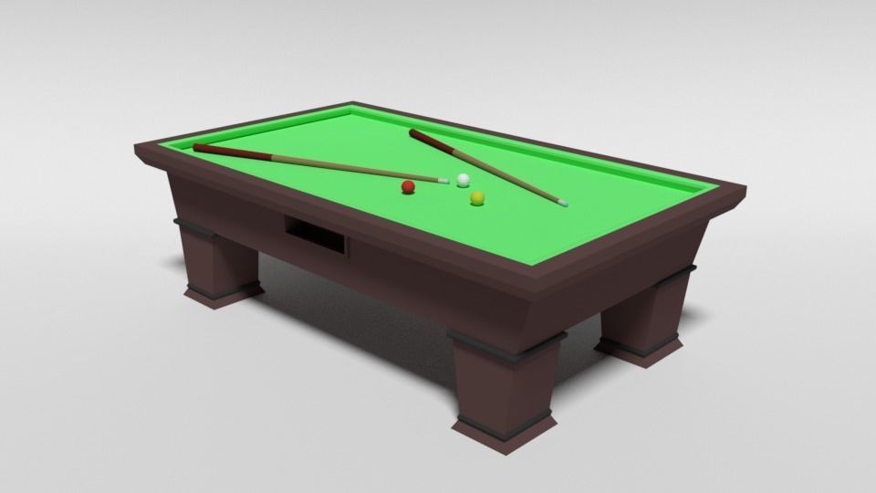 Low Poly Cartoon Carom Billiard Pool Low-poly 3D model_2