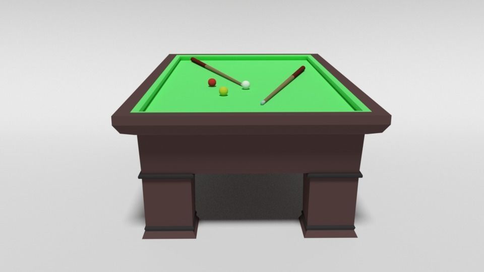 Low Poly Cartoon Carom Billiard Pool Low-poly 3D model_3