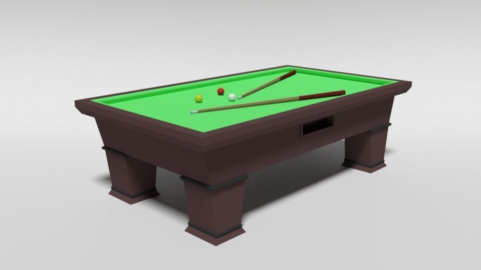 Low Poly Cartoon Carom Billiard Pool Low-poly 3D model_4
