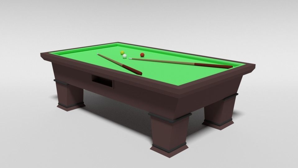 Low Poly Cartoon Carom Billiard Pool Low-poly 3D model_6