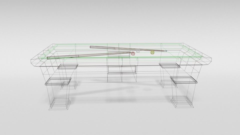 Low Poly Cartoon Carom Billiard Pool Low-poly 3D model_11