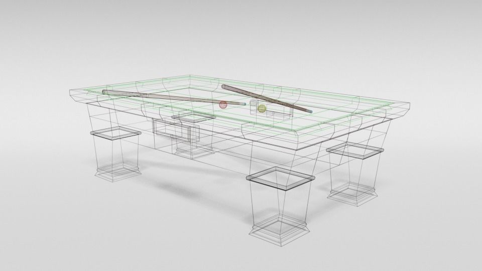 Low Poly Cartoon Carom Billiard Pool Low-poly 3D model_12