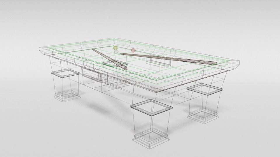 Low Poly Cartoon Carom Billiard Pool Low-poly 3D model_16