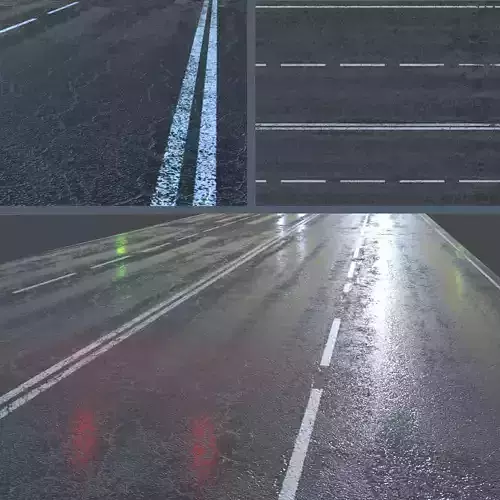 Wet asphalt Low-poly 3D model