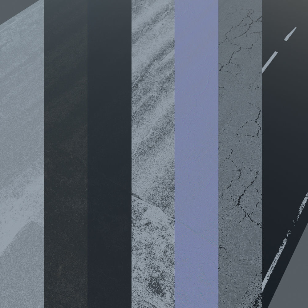 Wet asphalt Low-poly 3D model_2