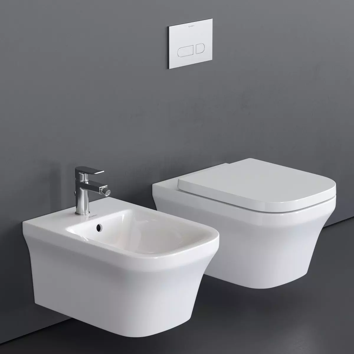 Duravit P3 Comforts Wall-Hung WC Low-poly 3D model_0