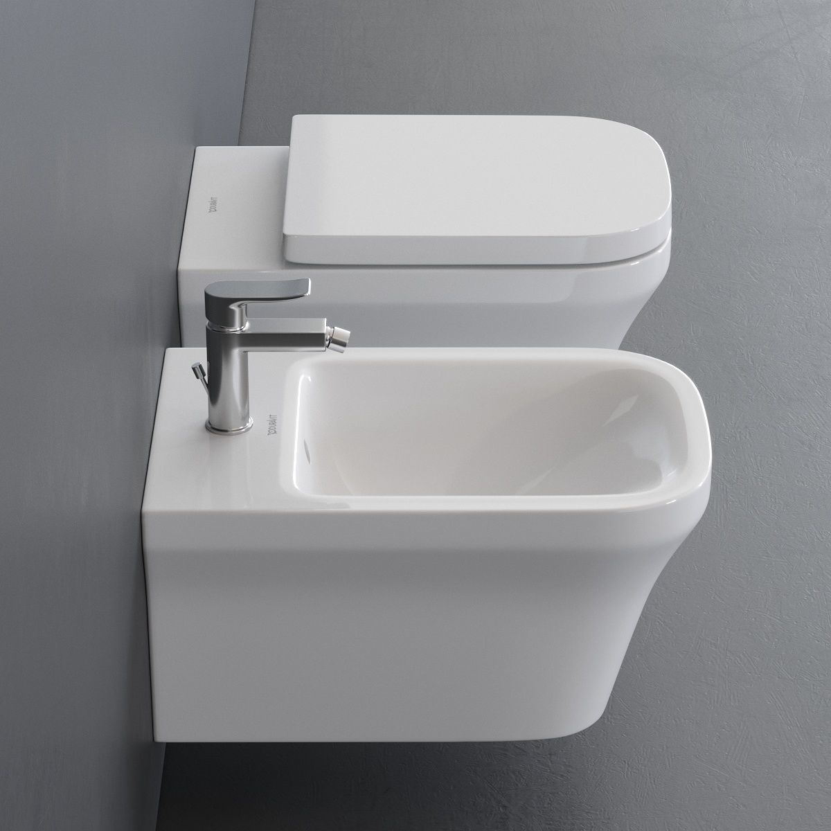 Duravit P3 Comforts Wall-Hung WC Low-poly 3D model_1