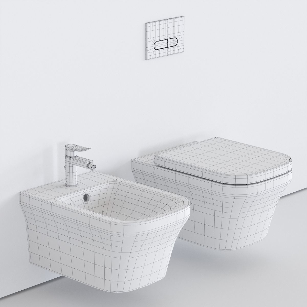 Duravit P3 Comforts Wall-Hung WC Low-poly 3D model_4