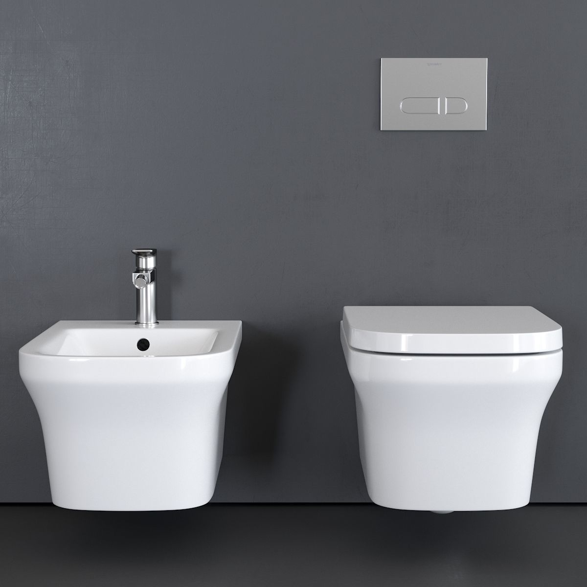 Duravit P3 Comforts Wall-Hung WC Low-poly 3D model_3
