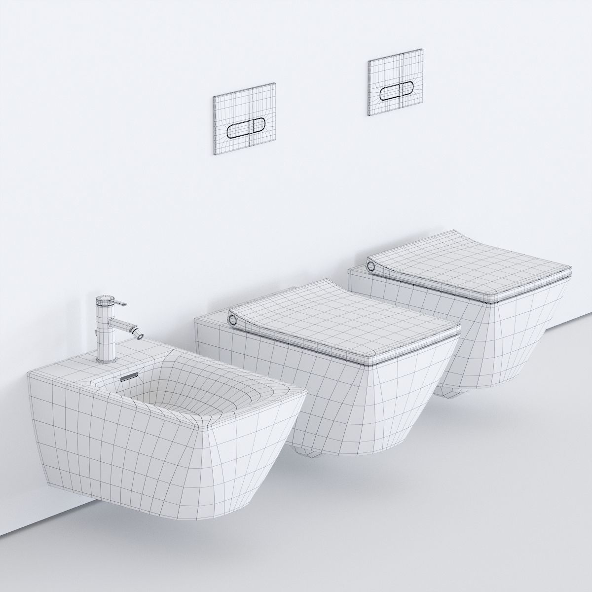 Duravit Viu Wall-Hung WC Low-poly 3D model_4