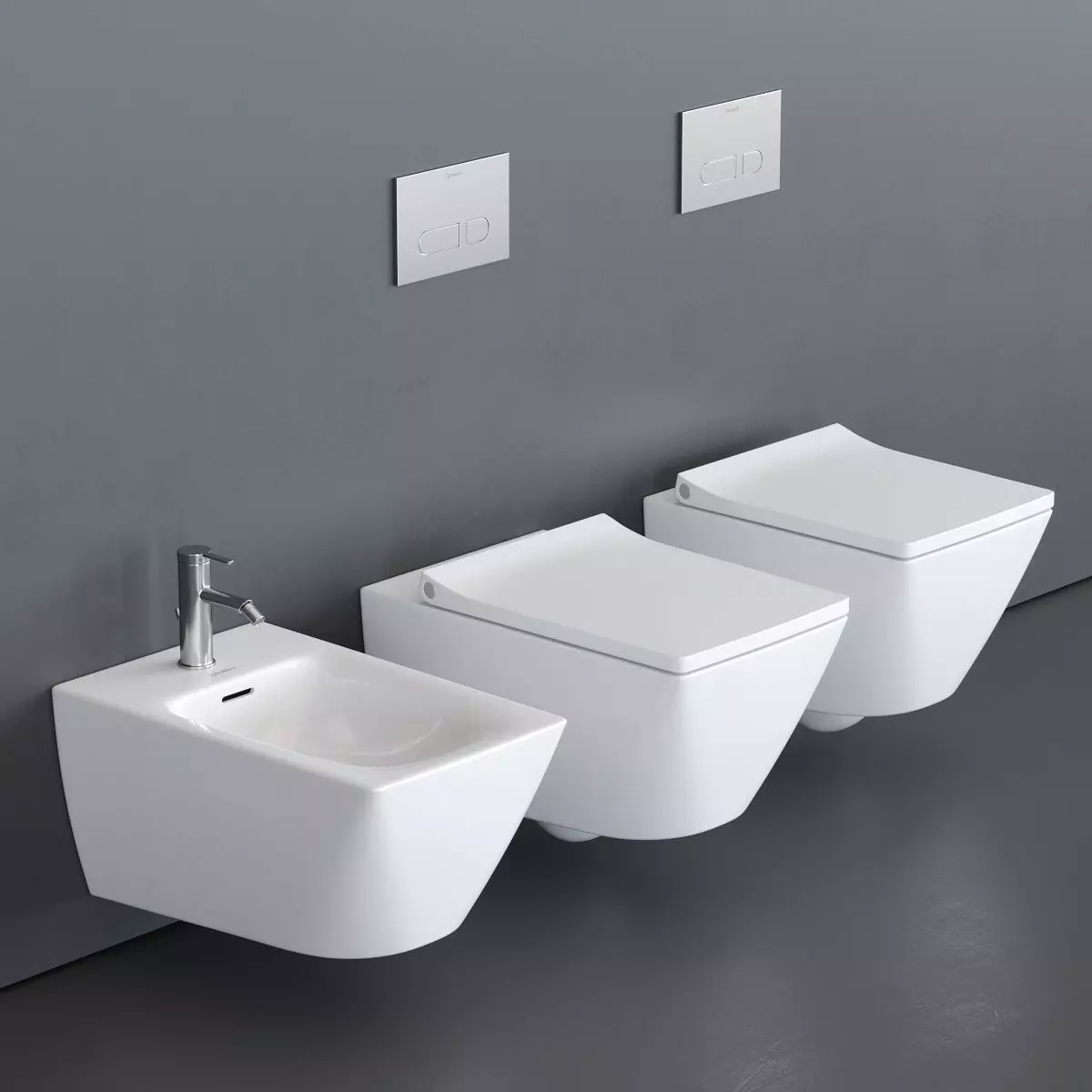 Duravit Viu Wall-Hung WC Low-poly 3D model_0
