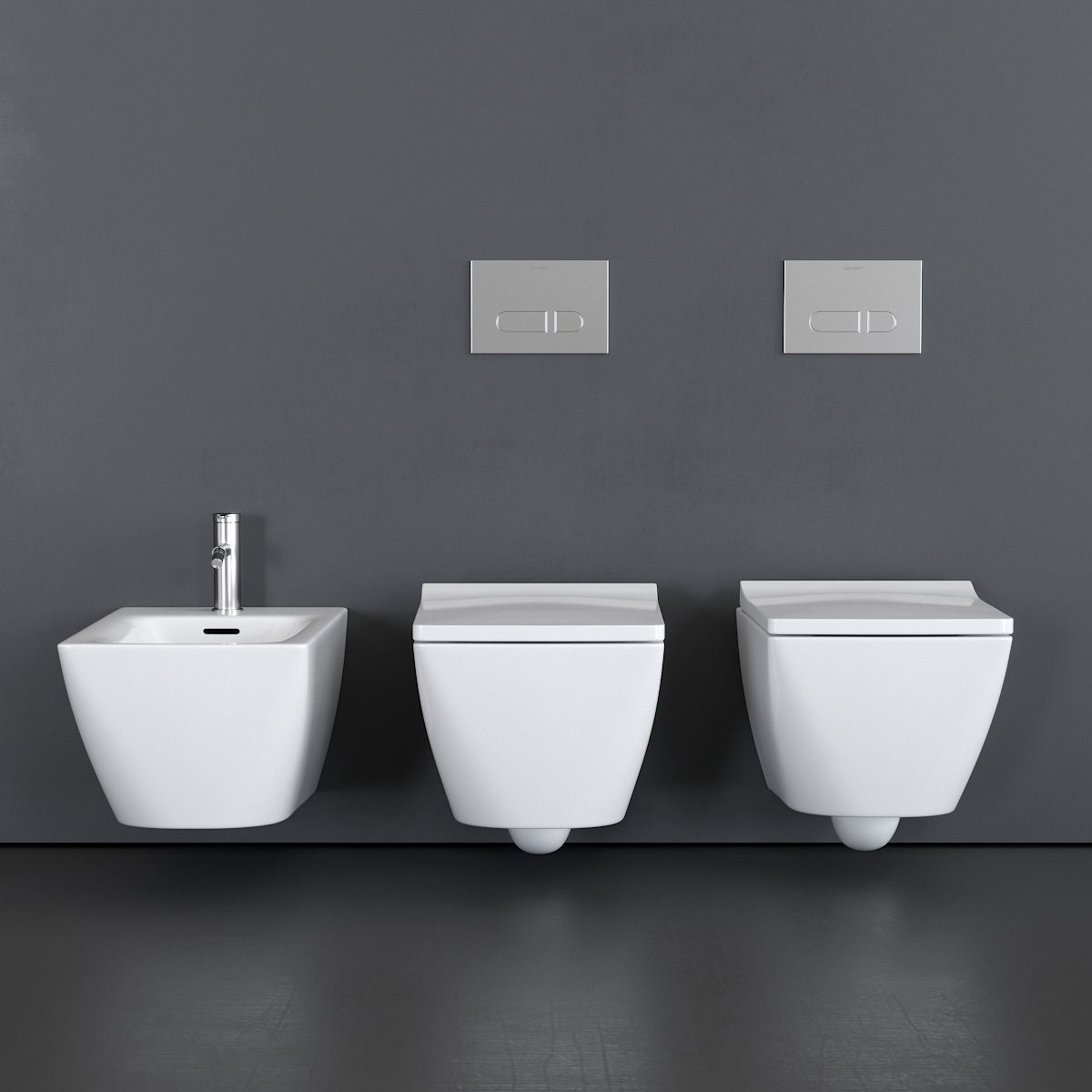Duravit Viu Wall-Hung WC Low-poly 3D model_2