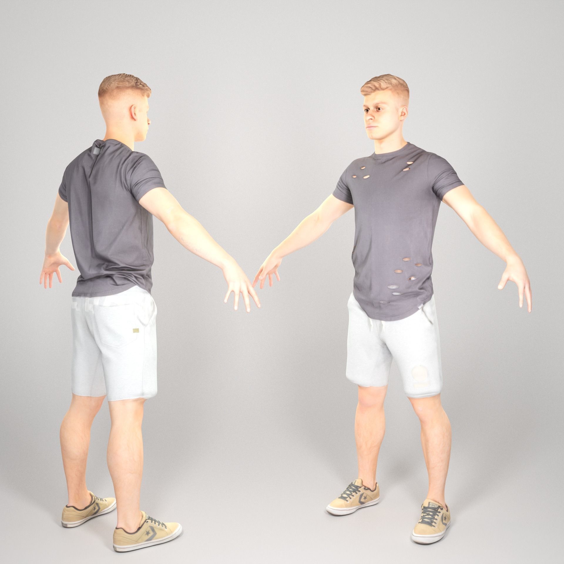Stylish man in shorts 49 Low-poly 3D model_1