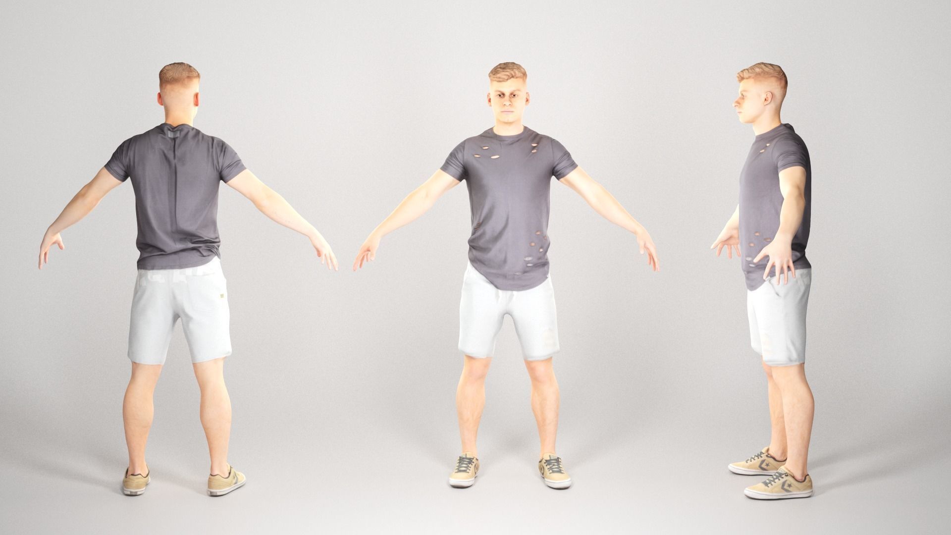 Stylish man in shorts 49 Low-poly 3D model_2