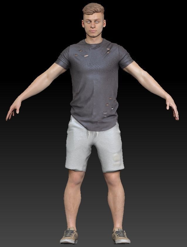Stylish man in shorts 49 Low-poly 3D model_6