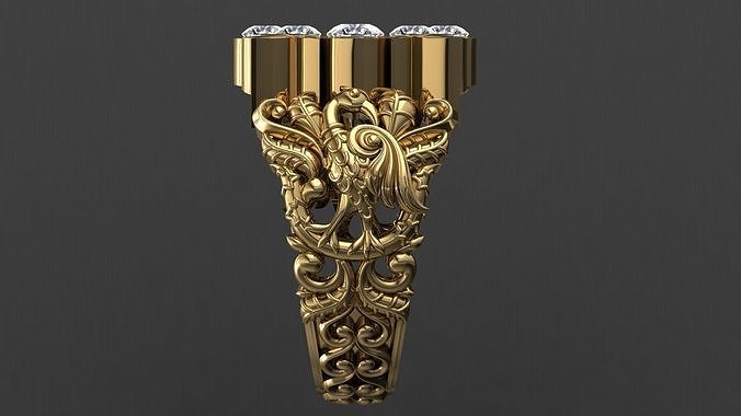 Antique Gents Men Ring  Peacock  3D print model