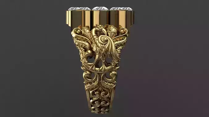 Antique Gents Men Ring  Peacock 