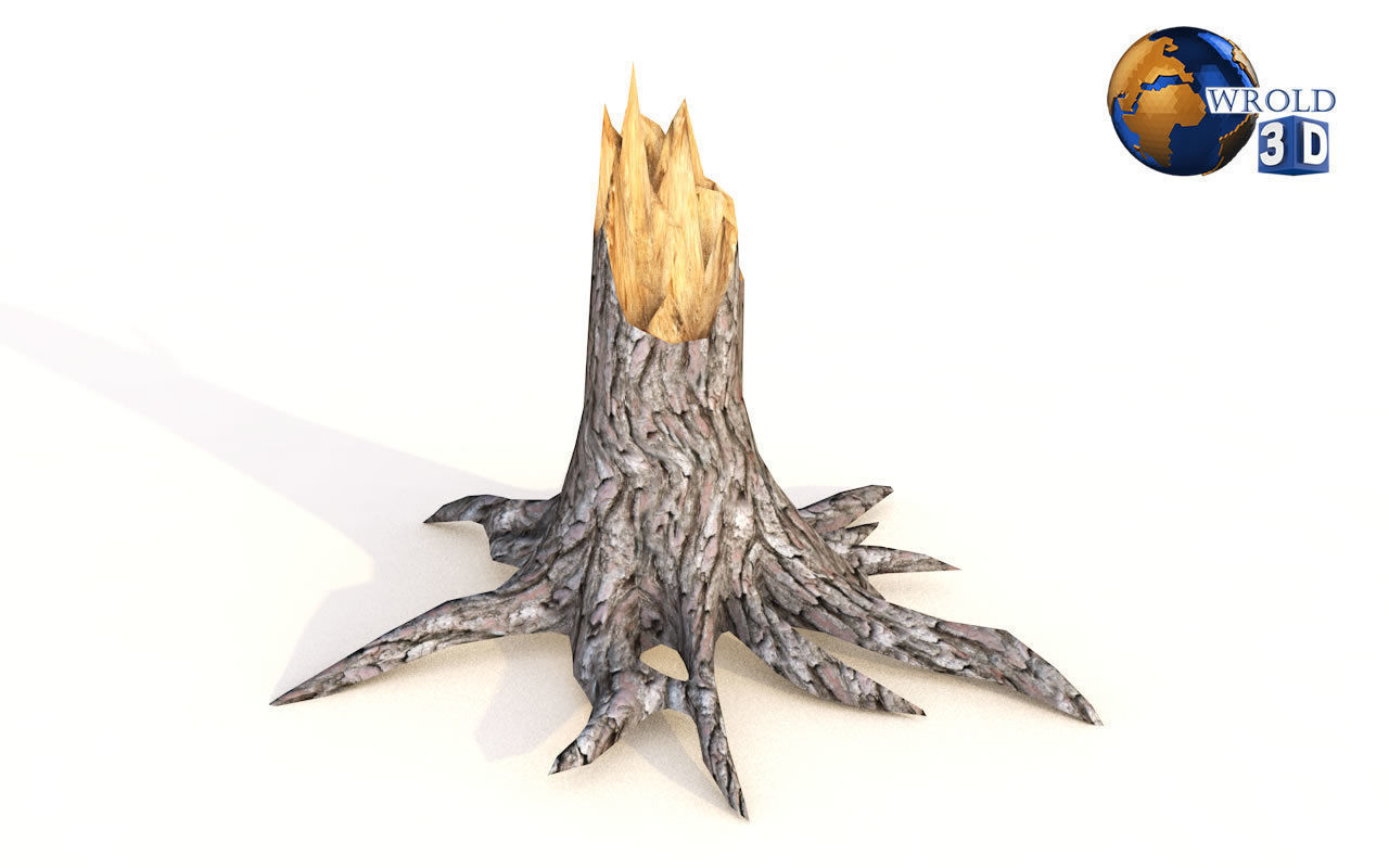 Lowpoly Broken Tree Branches Stump Collection Pack 3d Model Low-poly 3D model_1