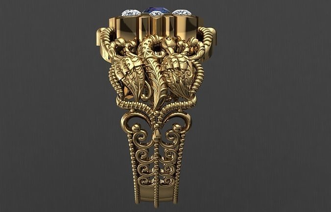 Antique Gents Men Ring  Peacock 002 3D print model