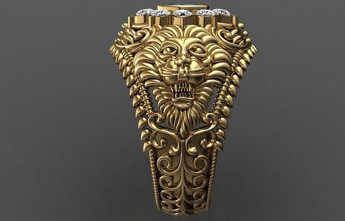 Antique  Lion   Ring   3D print model