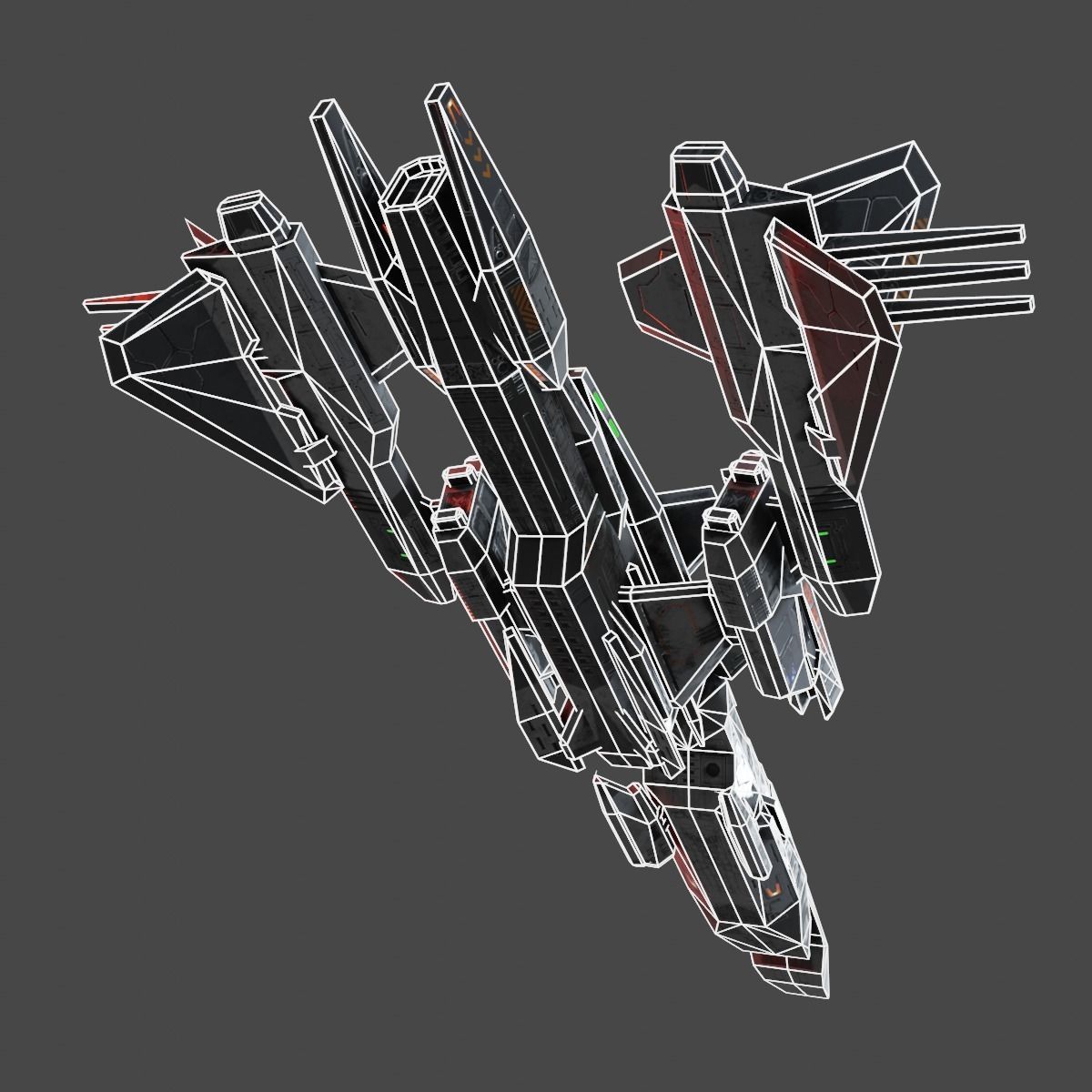PBR Realtime Spaceship Low-poly 3D model_15