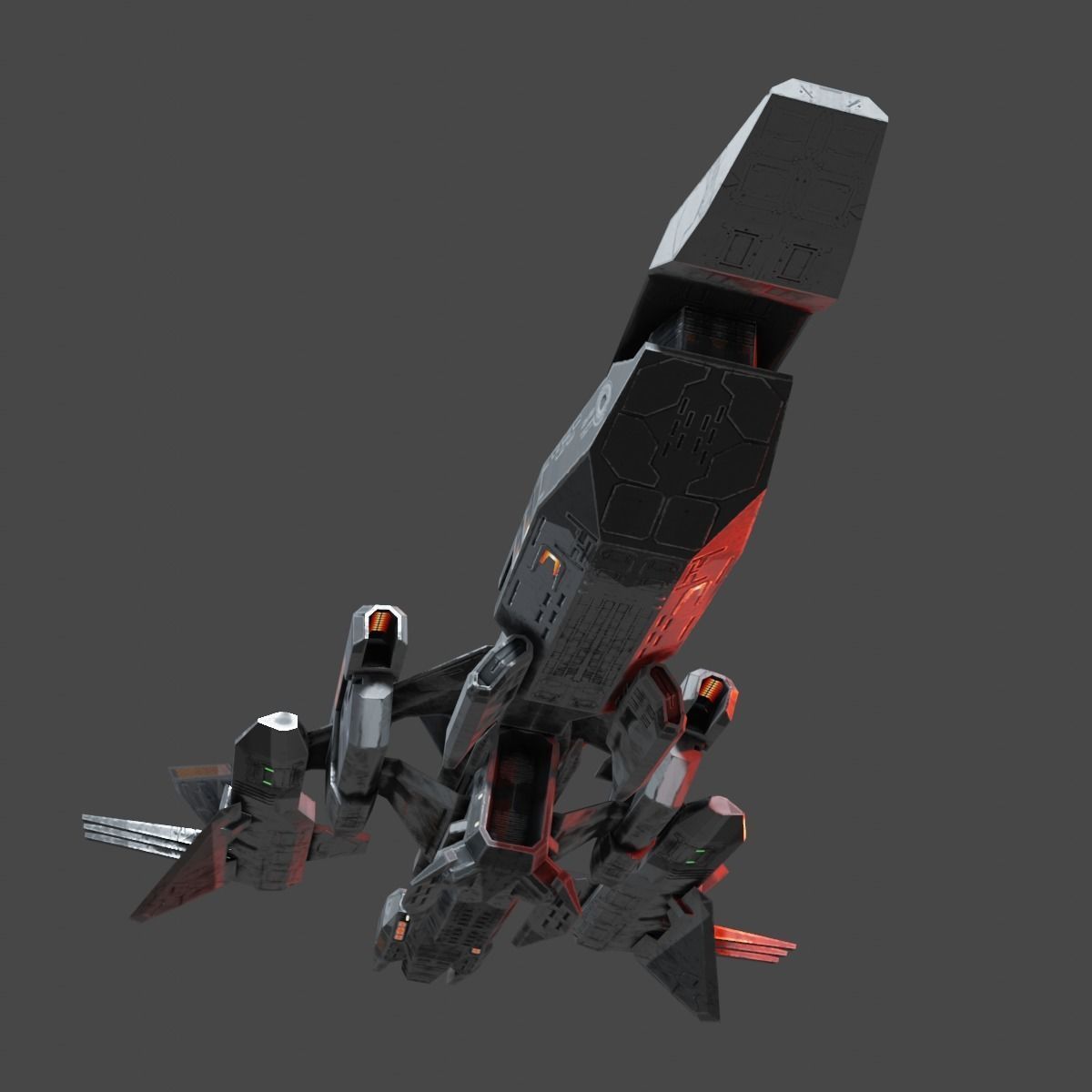 PBR Realtime Spaceship Low-poly 3D model_10
