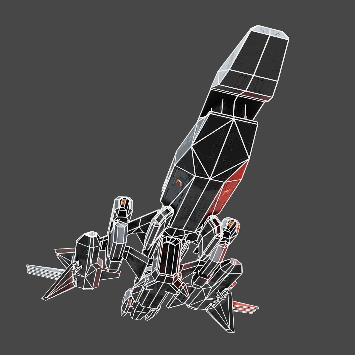 PBR Realtime Spaceship Low-poly 3D model_20