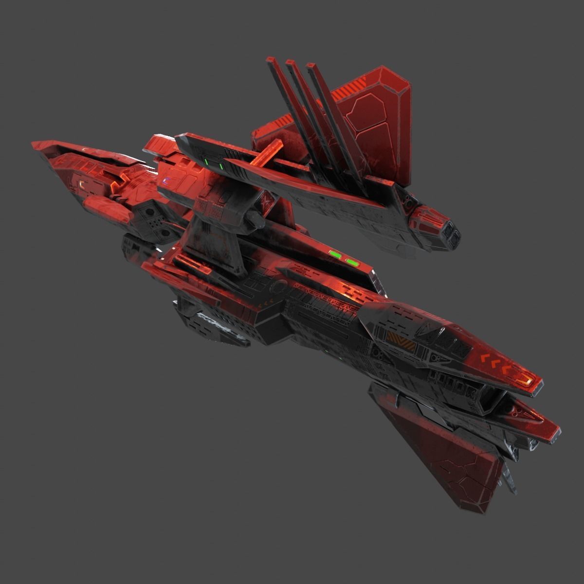 PBR Realtime Spaceship Low-poly 3D model_6