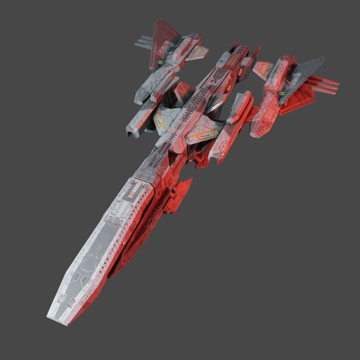 PBR Realtime Spaceship Low-poly 3D model_2