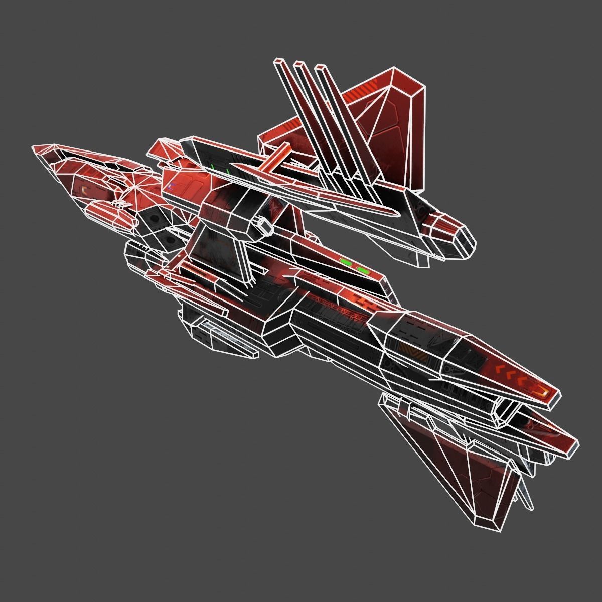 PBR Realtime Spaceship Low-poly 3D model_16