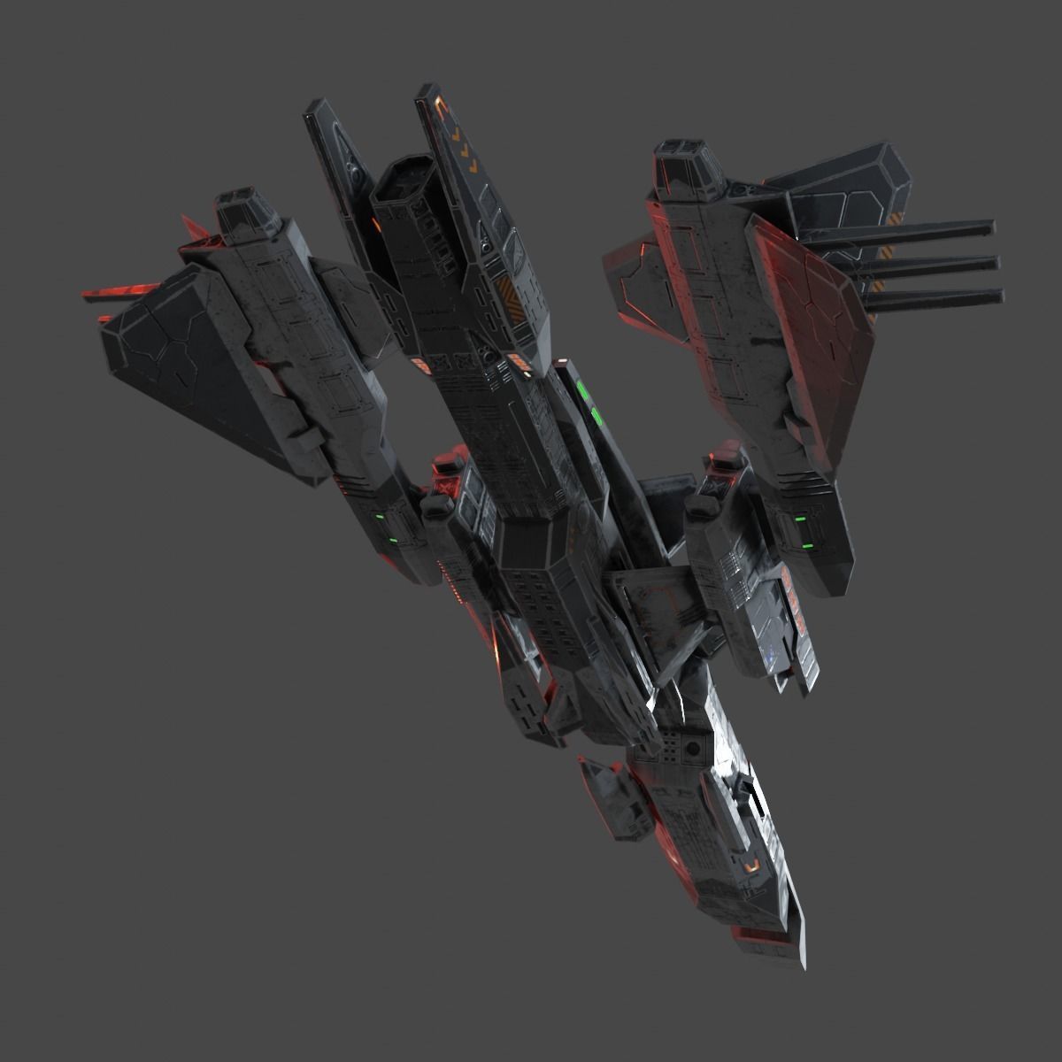 PBR Realtime Spaceship Low-poly 3D model_5