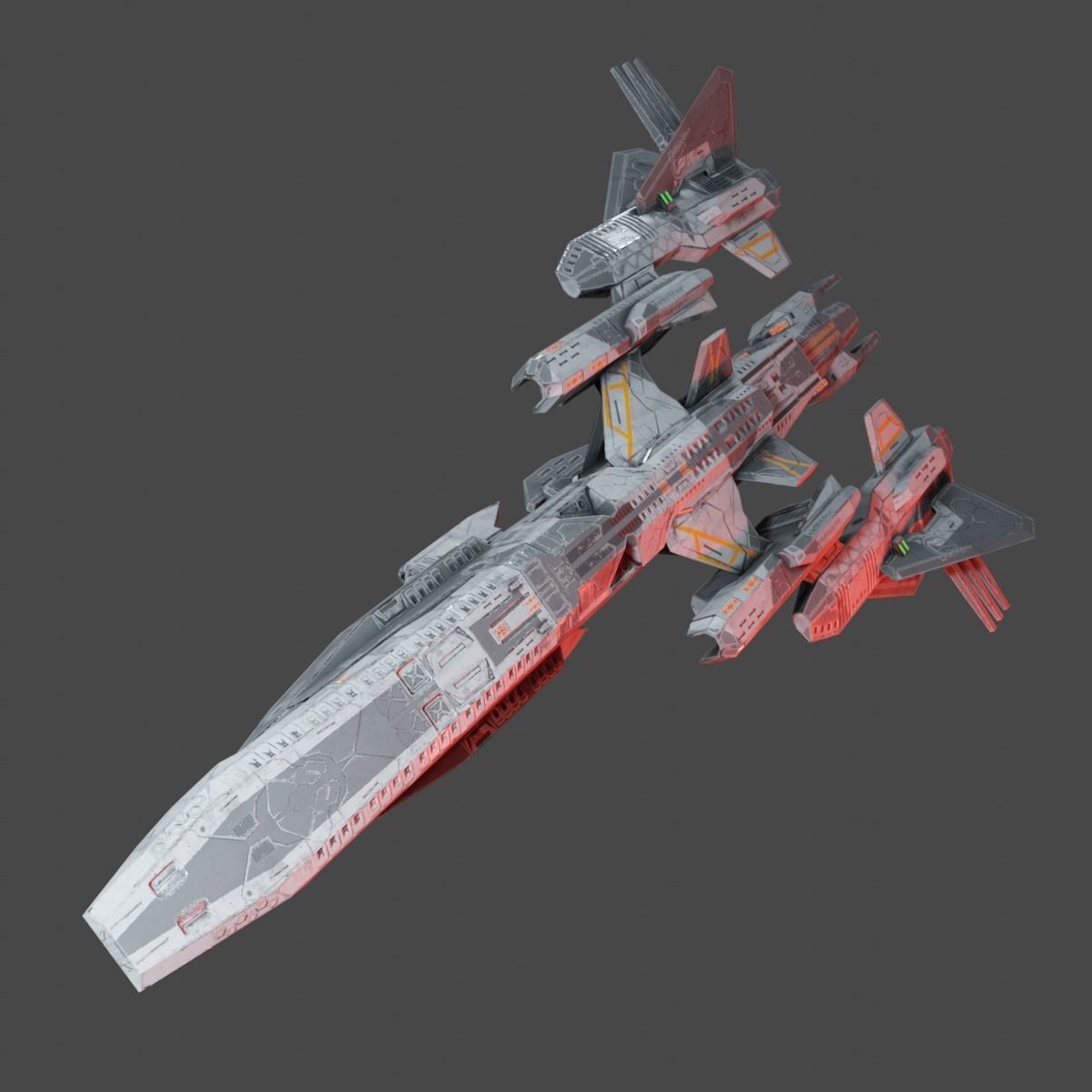 PBR Realtime Spaceship Low-poly 3D model_9