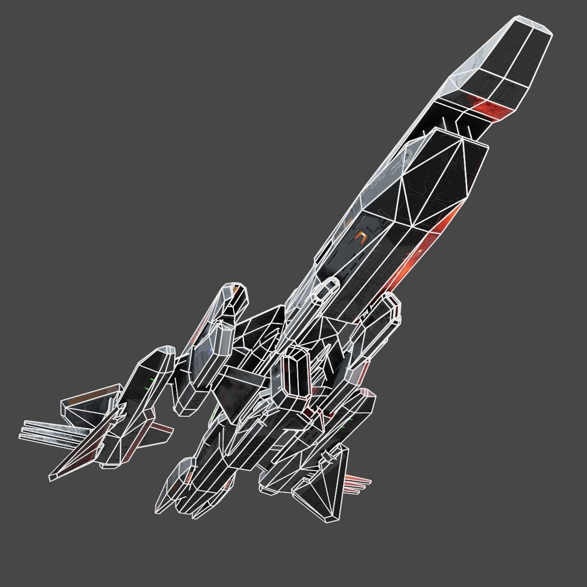 PBR Realtime Spaceship Low-poly 3D model_14