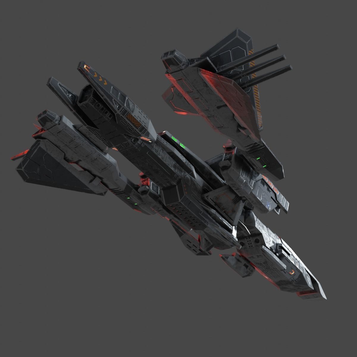 PBR Realtime Spaceship Low-poly 3D model_11