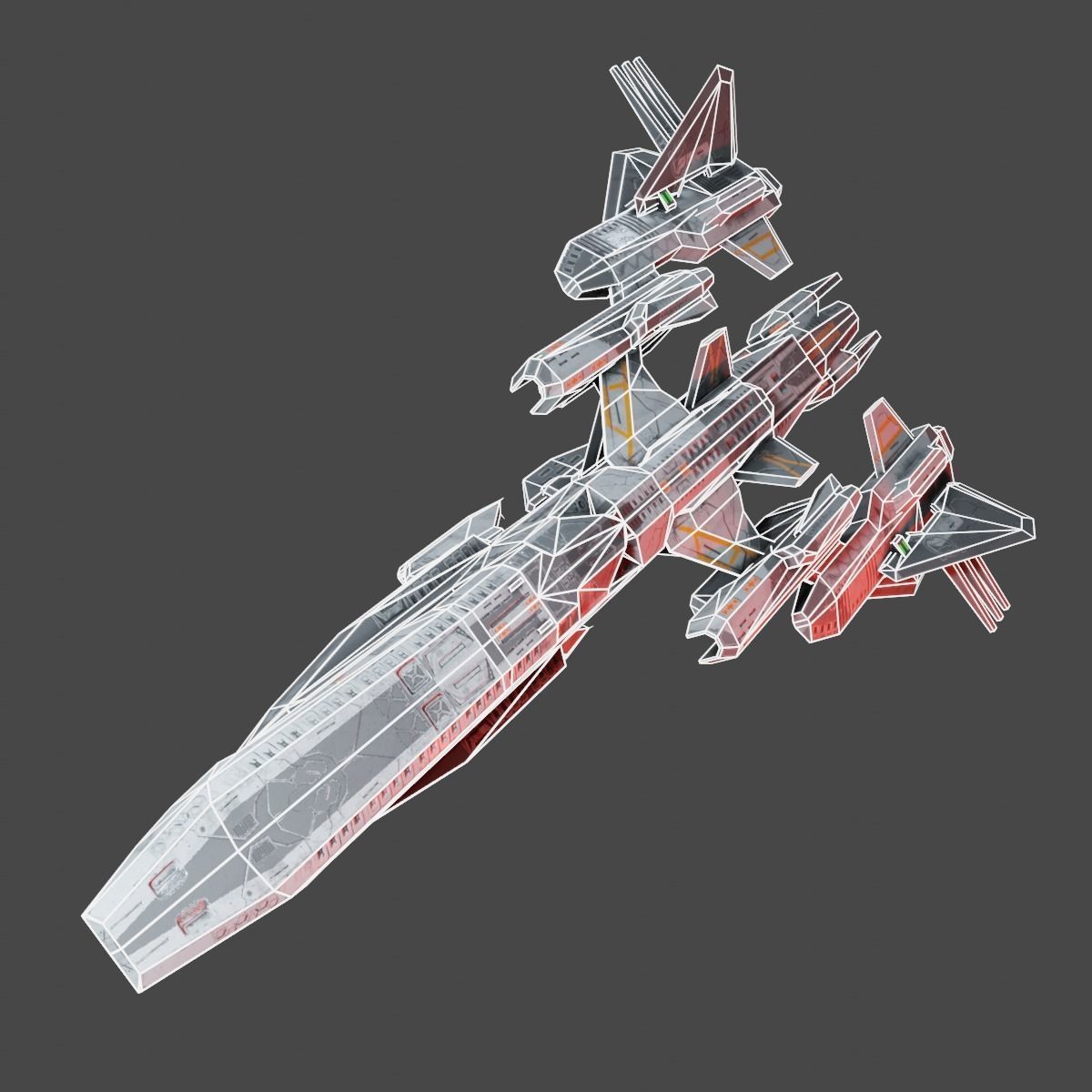 PBR Realtime Spaceship Low-poly 3D model_19