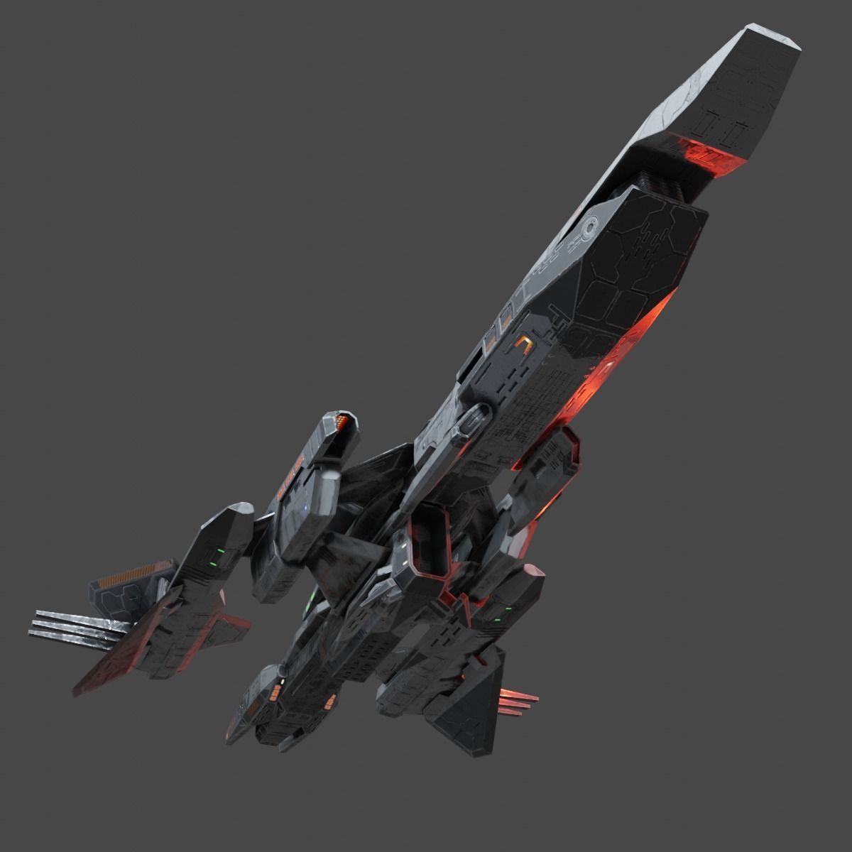 PBR Realtime Spaceship Low-poly 3D model_4